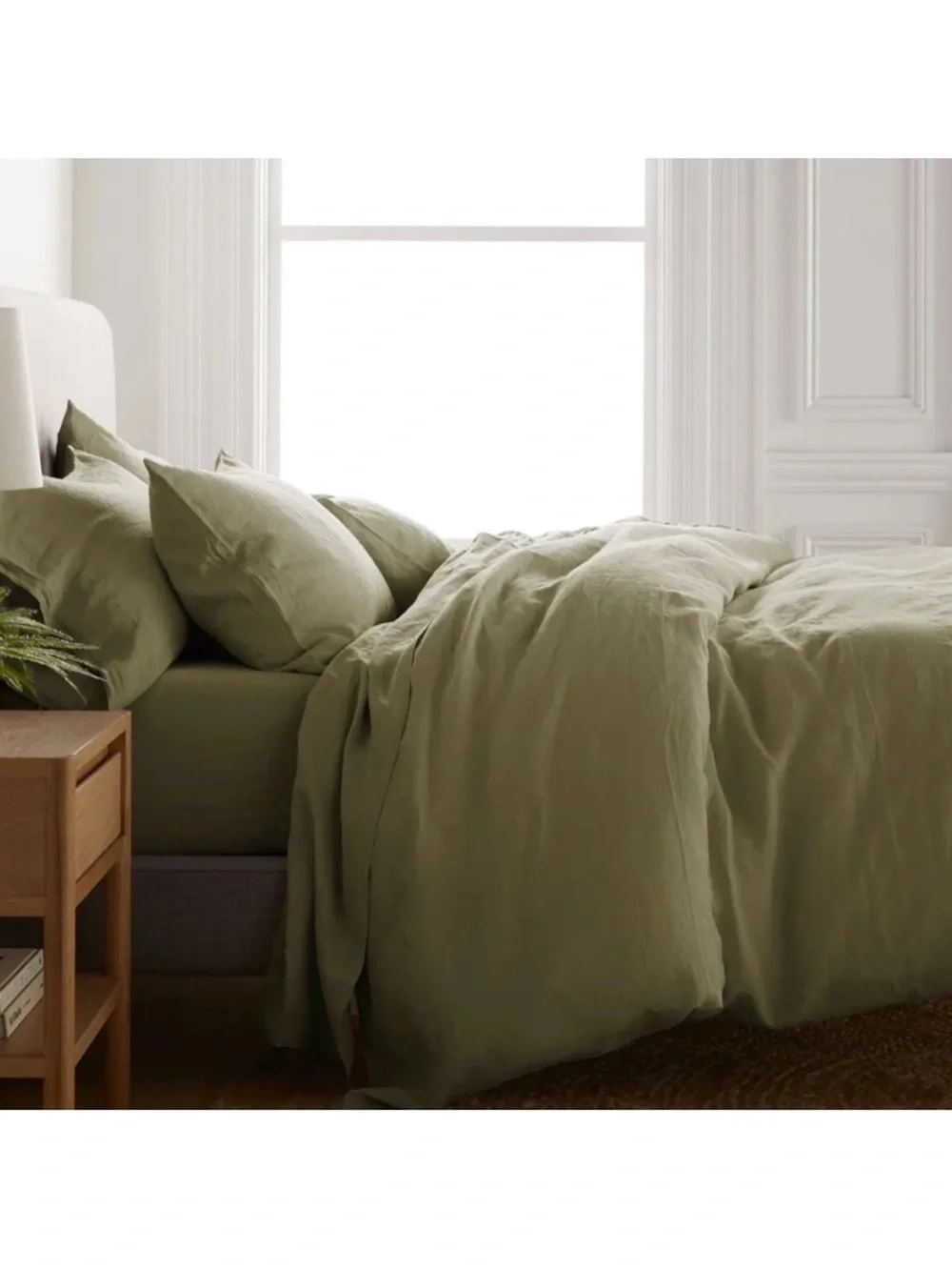 QUINCE European Linen Duvet Cover Set King/Cal King Aloe 9433